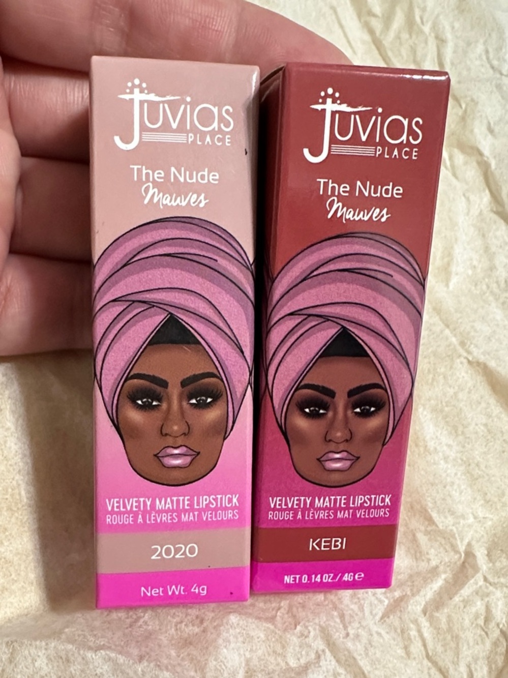Juvia's Place The Nude Mauve (2-Pink Velvet Matte Lipsticks, shades 2020 & KEBI)